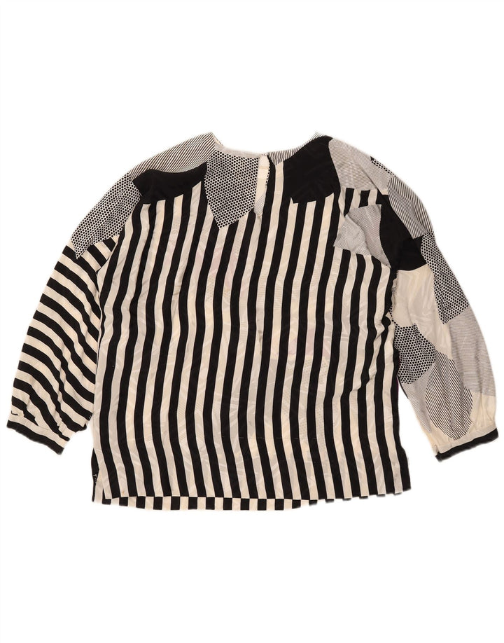 Vintage Damen Grafik Bluse Top UK 14 Groß Mehrfarbig gestreift