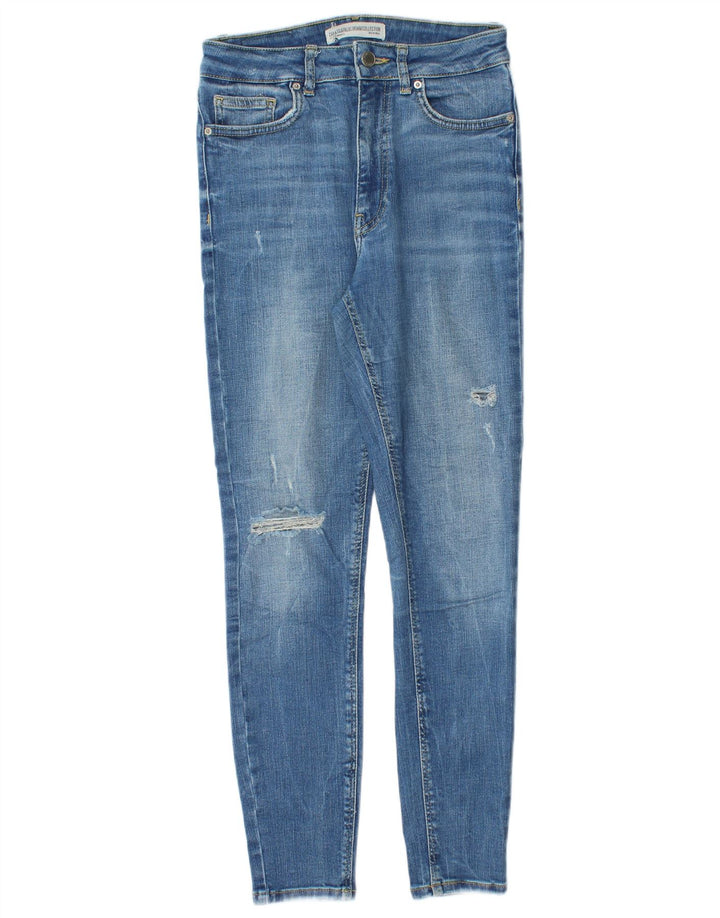 Zara Damen Distressed Skinny Jeans W26 L26 Blau