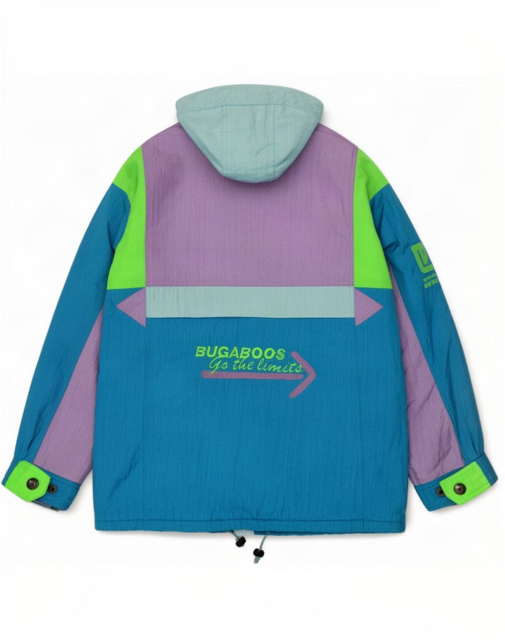 Elho Herren-Skijacke mit Grafik, IT 50, groß, blaues Colourblock-Polyamid
