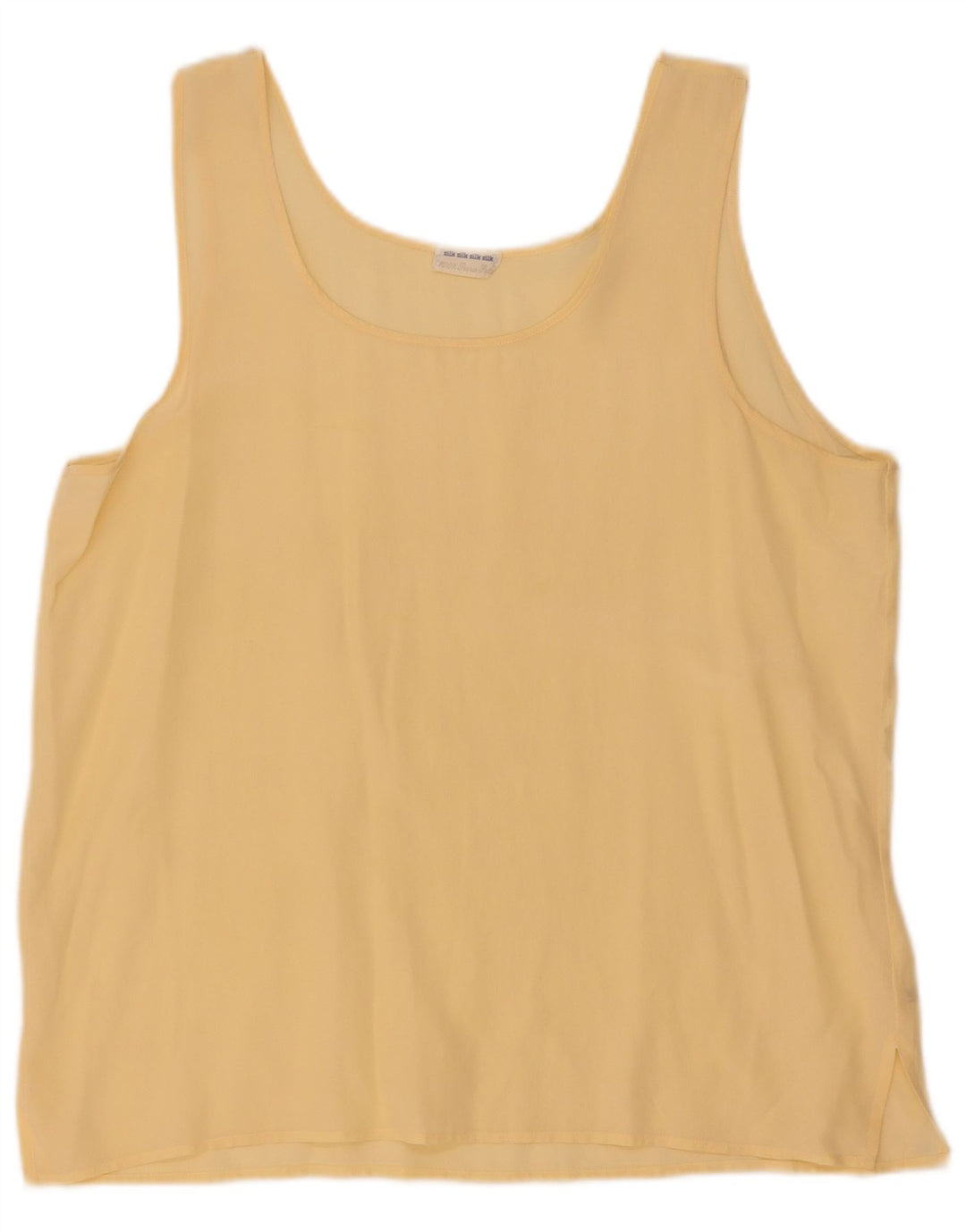 Vintage Damen Ärmelloses Blusentop UK 16 Große gelbe Seide
