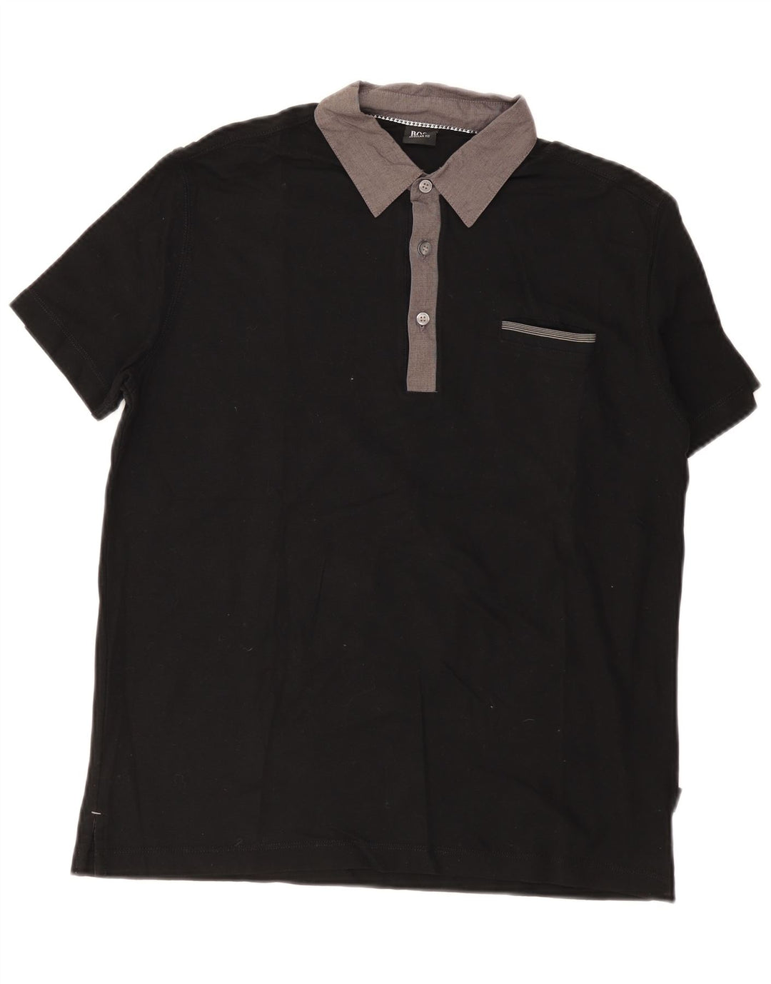 Hugo Boss Herren-Poloshirt mit normaler Passform, Mittelschwarz, Colourblock-Baumwolle