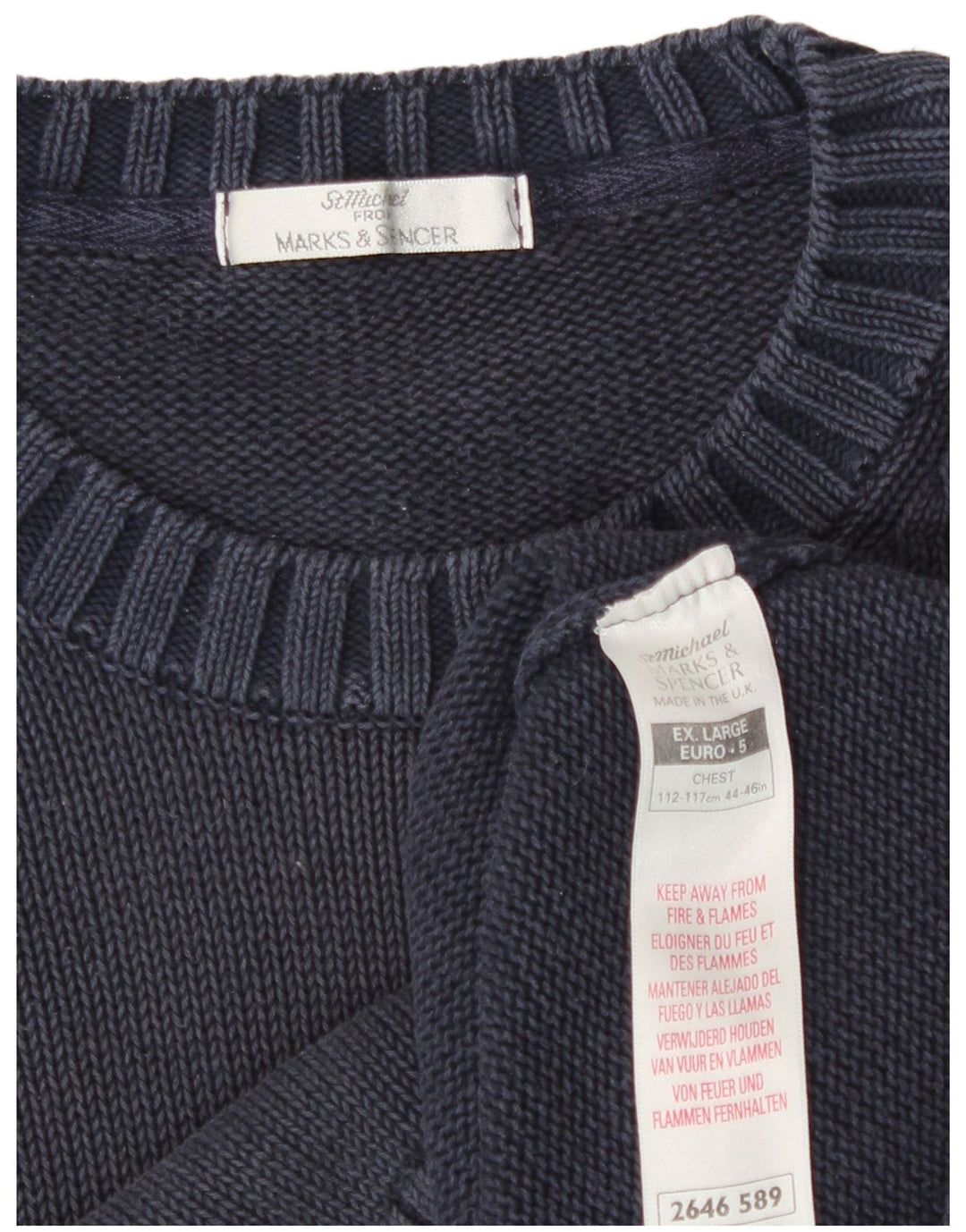Marks & Spencer Herren St. Michael Pullover mit Rundhalsausschnitt XL Blau Klassisch