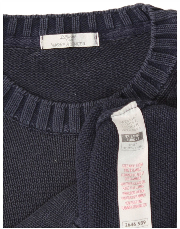 Marks & Spencer Herren St. Michael Pullover mit Rundhalsausschnitt XL Blau Klassisch