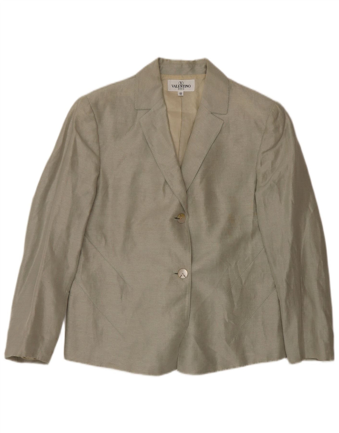 Valentino Damen-Blazer mit 3/4-Ärmeln und 2 Knöpfen, Gr. 12, Mittelgrün