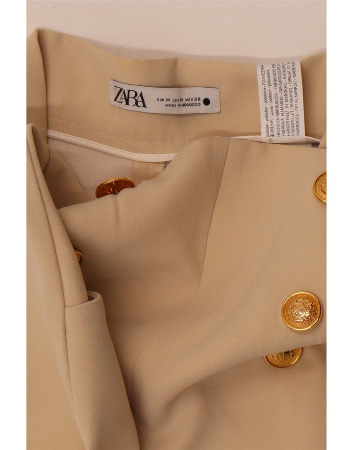 Zara Damen-Caprihose mit weitem Bein, mittelgroß, W28, L22, beige, Polyester
