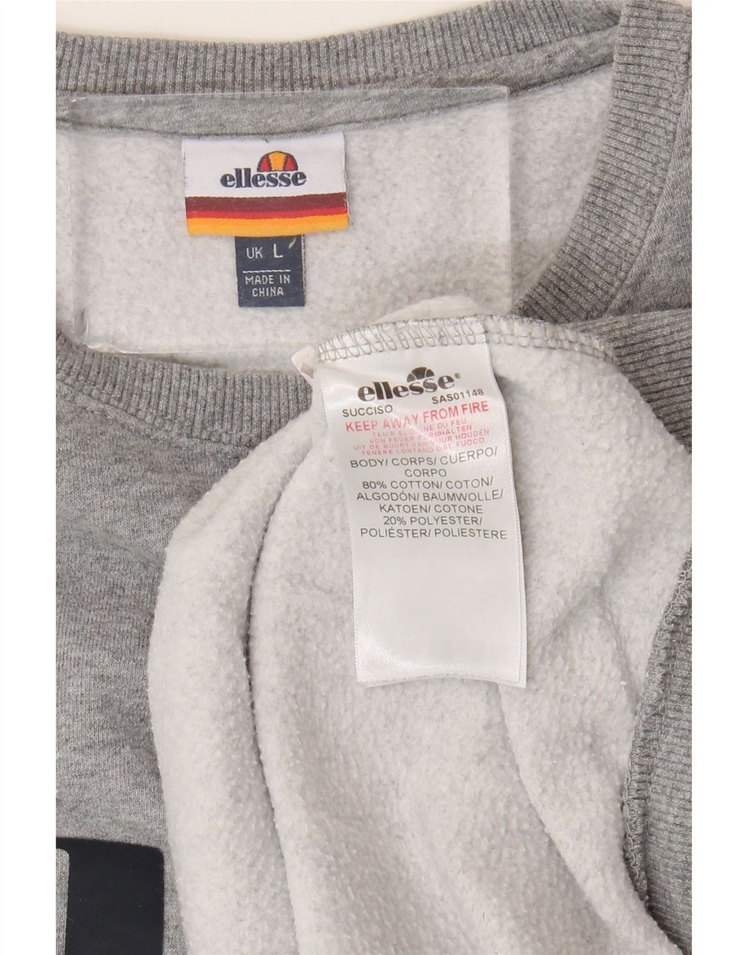 ELLESSE Herren-Sweatshirt mit Grafik, groß, graue Baumwolle