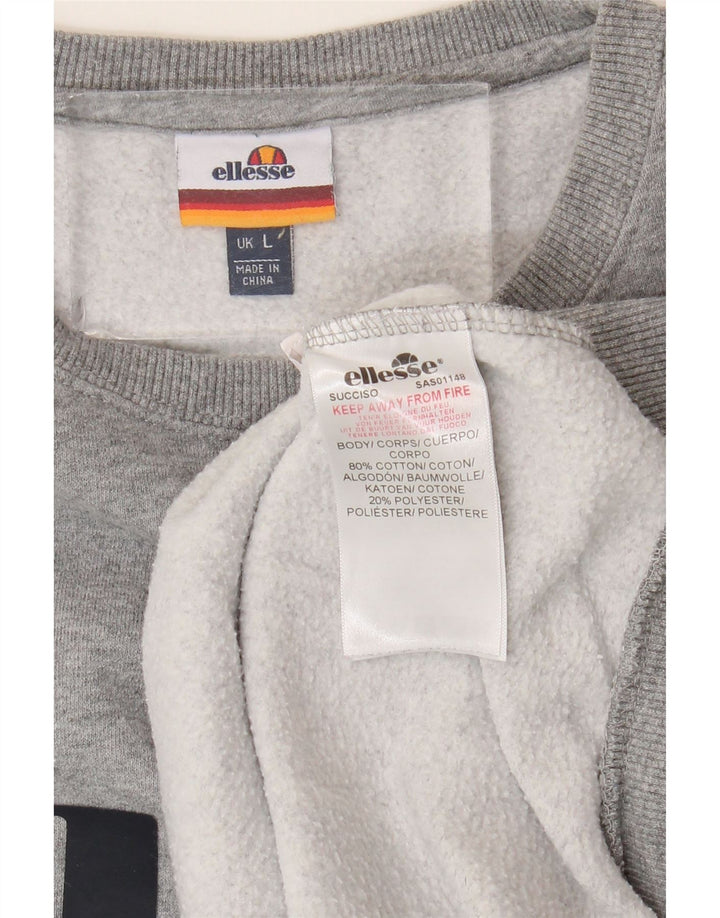 ELLESSE Herren-Sweatshirt mit Grafik, groß, graue Baumwolle