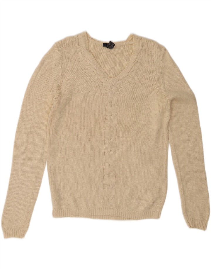 Izod Damen-Pullover mit V-Ausschnitt, Gr. 10, Größe S, gebrochenes Weiß, Ramie