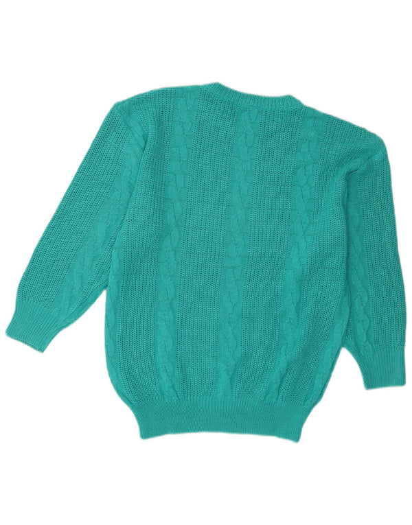 Vintage Damen Rundhalspullover Pullover UK 16 Groß Türkis