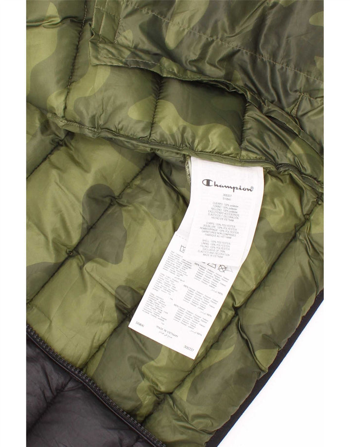 Champion Wattierte Weste mit Kapuze für Jungen, 11–12 Jahre, groß, schwarzes Polyester