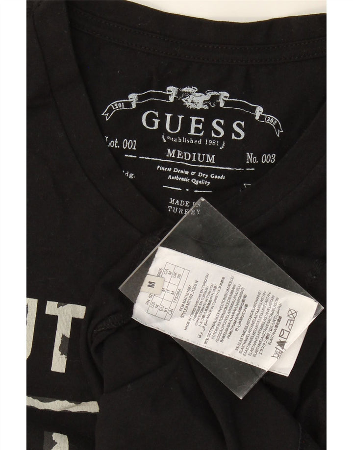 GUESS Mens Graphic T-Shirt Top Medium Black Cotton