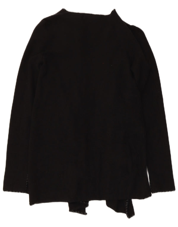 Zara Damen Asymmetrischer offener Cardigan-Pullover UK 10 Small Schwarz Polyester