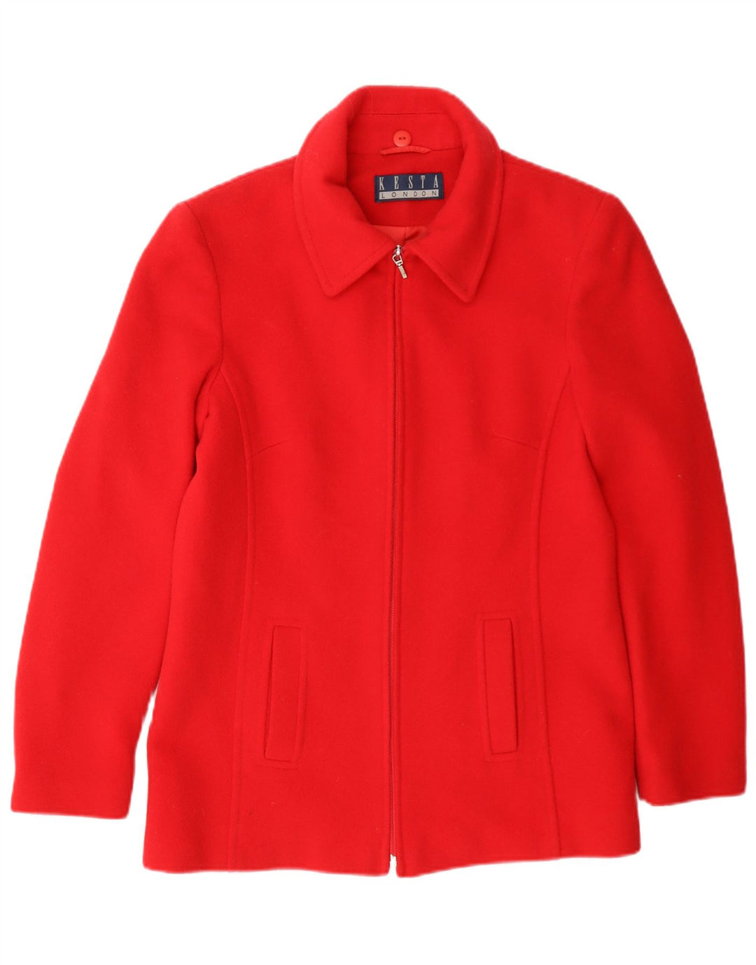 Kesta London Damen-Blazerjacke mit durchgehendem Reißverschluss, UK 10, kleine rote Wolle