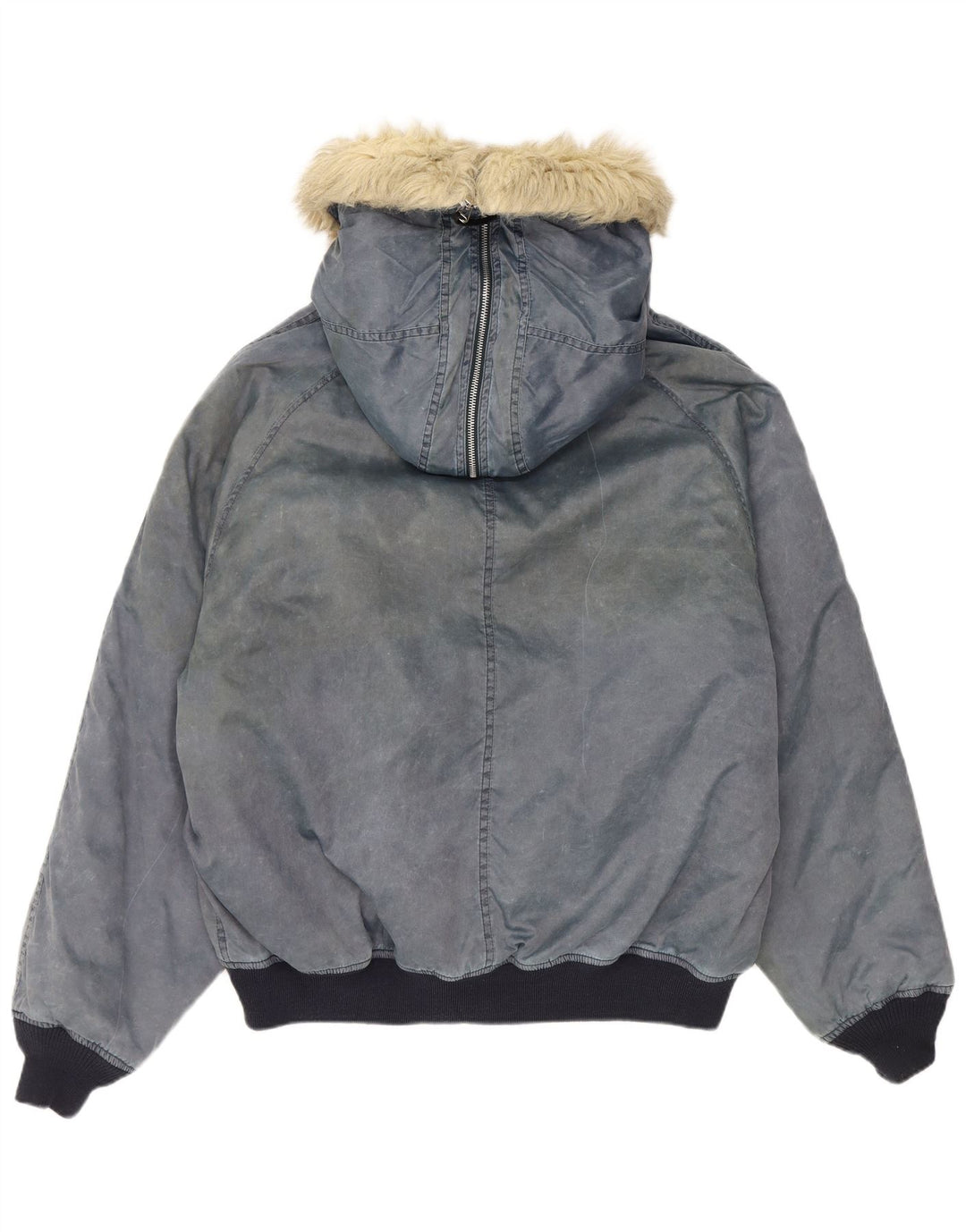Vintage Herren Bomberjacke mit Kapuze UK 42 XL Marineblau Polyamid