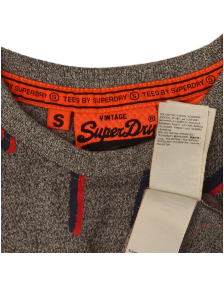 Superdry Herren-T-Shirt mit Grafik, Größe S, grau gesprenkelte Baumwolle