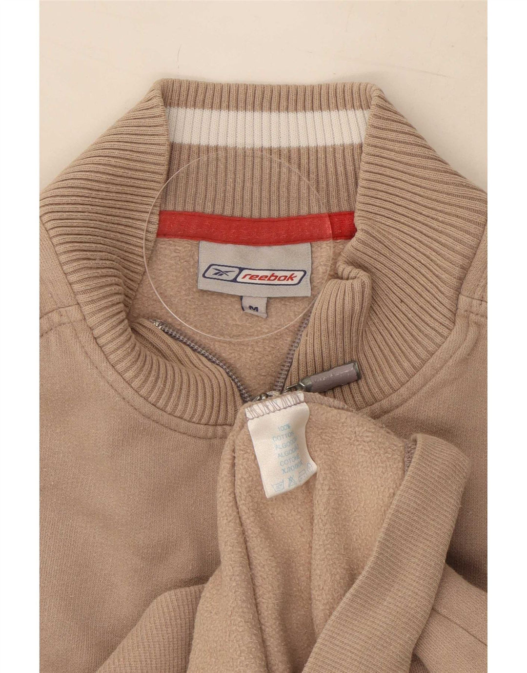 Reebok Damen Trainingsanzug Top Jacke UK 14 Mittelbeige Baumwolle