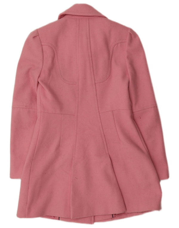 JACK WILLS Damen Zweireihiger Mantel UK 8 Small Rosa Wolle