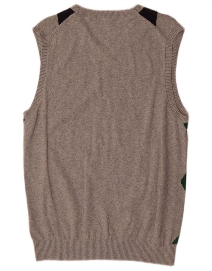 TOMMY HILFIGER Herren Weste Tank Top Mittelgrau Argyle/Diamant Baumwolle