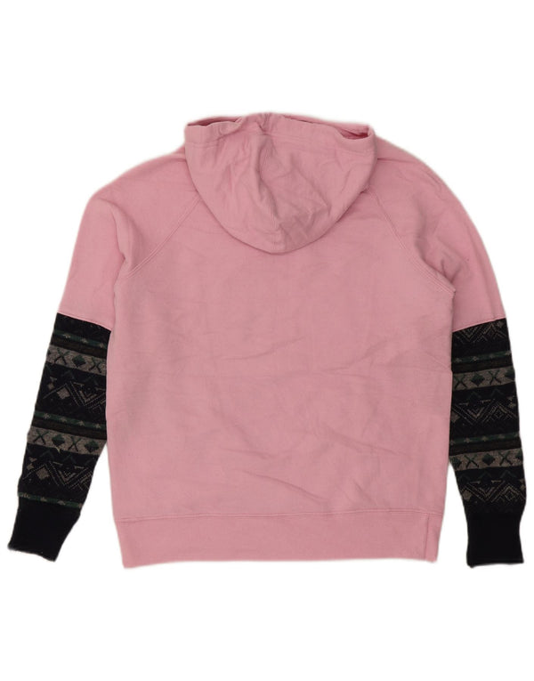 Champion Womens Graphic Hoodie Pullover UK 10 Small Rosa Farbblock