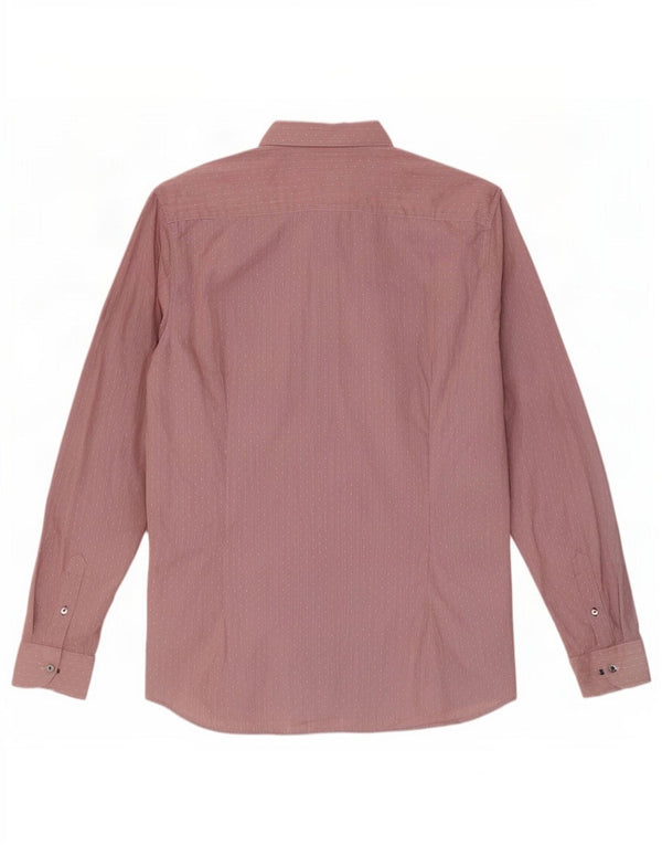 Ted Baker Mens Shirt Size 5 XL Red Pinstripe Cotton
