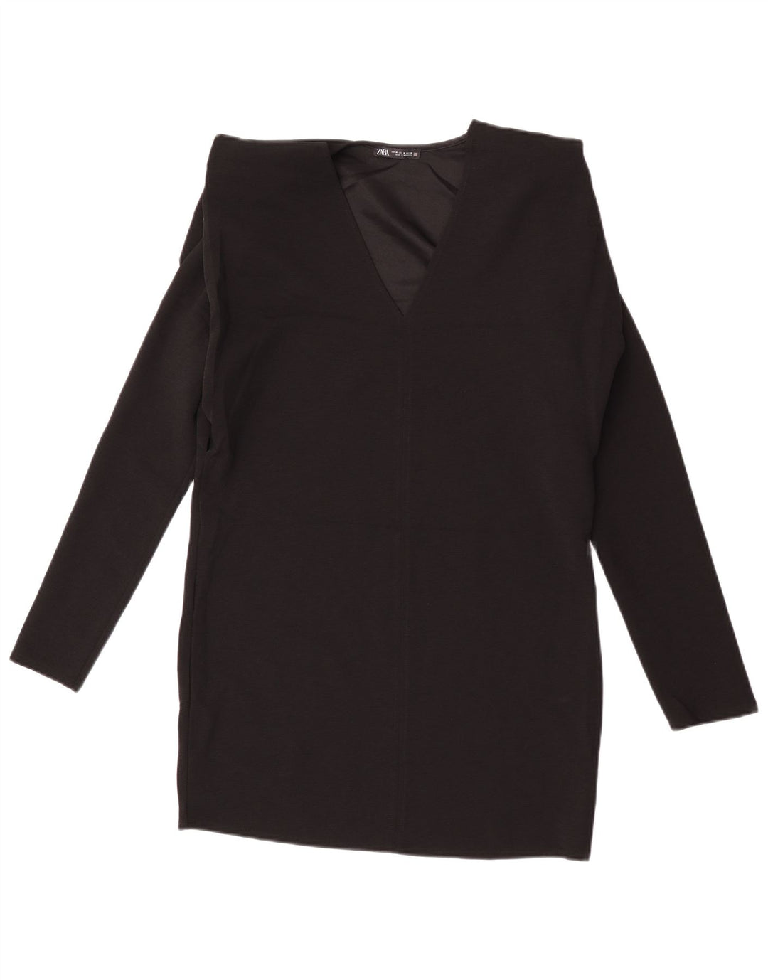 Zara Damen Langarm-Etuikleid UK 14 Mittelschwarz