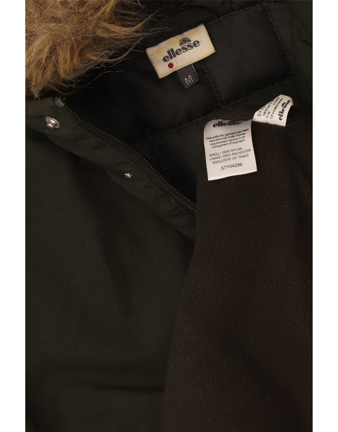 Ellesse Herren-Parkajacke mit Kapuze, UK 38, mittleres Khaki-Nylon