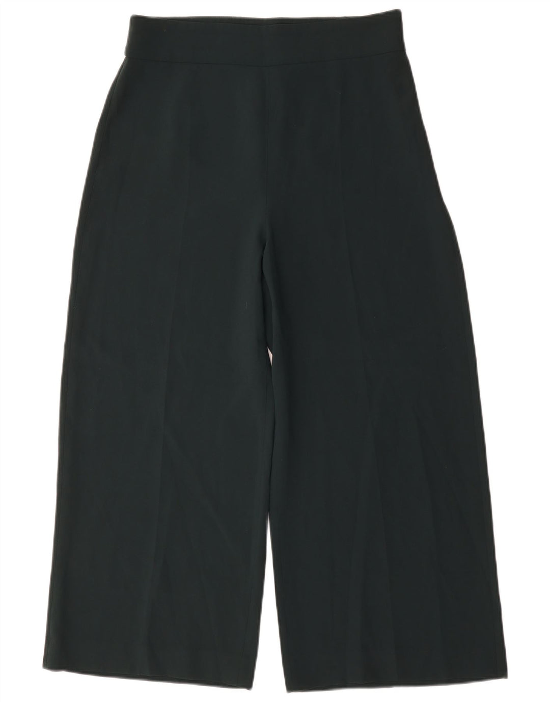 Zara Damen-Hose mit weitem Bein, kurz geschnitten, Größe L, W30, L26, Grün, Polyester