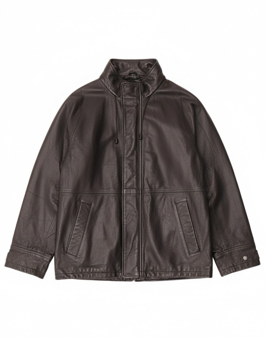 CONBIPEL Mens Hooded Leather Jacket IT 46 Small Black Leather