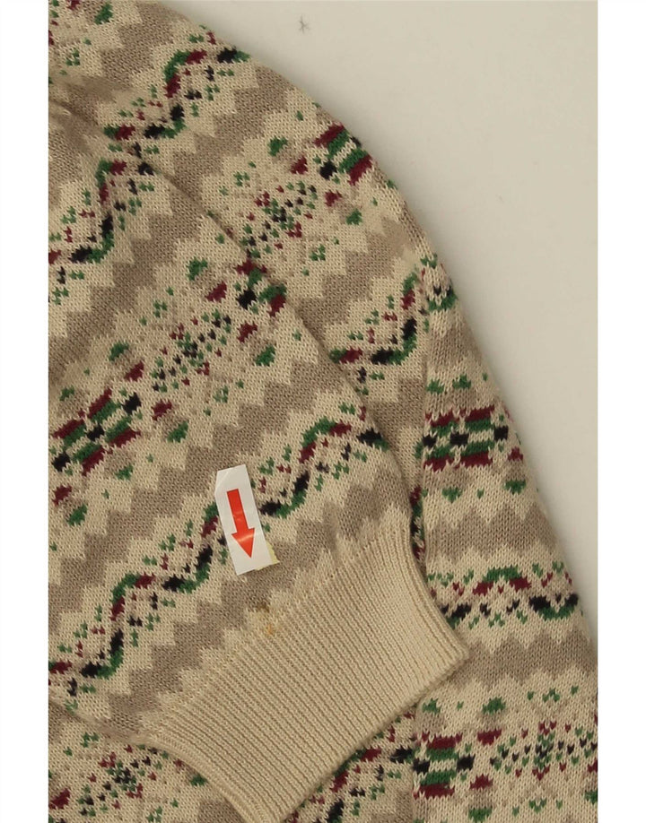 Vintage Damen Cardigan Pullover UK 14 Mittelgrau Fair Isle