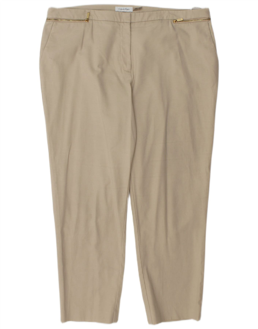 CALVIN KLEIN Gerade geschnittene Damenhose US 16 2XL W38 L27 Beige