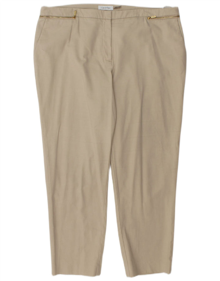 CALVIN KLEIN Gerade geschnittene Damenhose US 16 2XL W38 L27 Beige