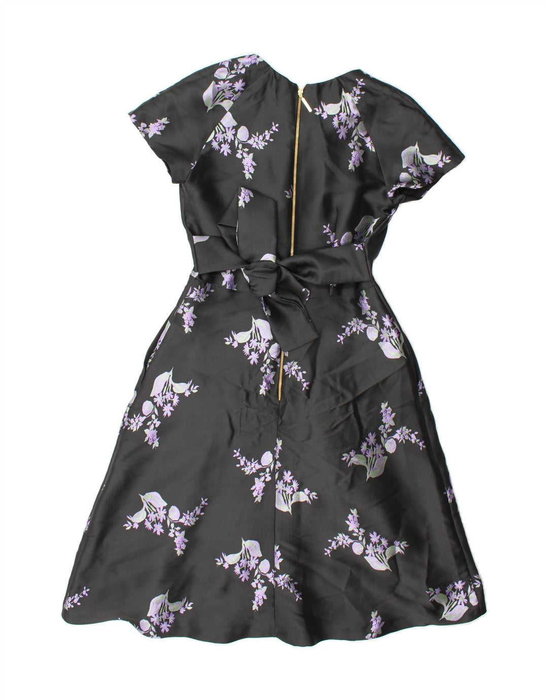CLOSET Womens A-Line Dress UK 10 Small Black Floral Polyester Vintage CLOSET and Second-Hand CLOSET from Messina Hembry 