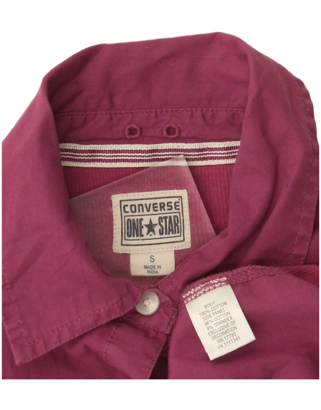 CONVERSE Damen One Star Shirt UK 10 Small Pink Colourblock Baumwolle