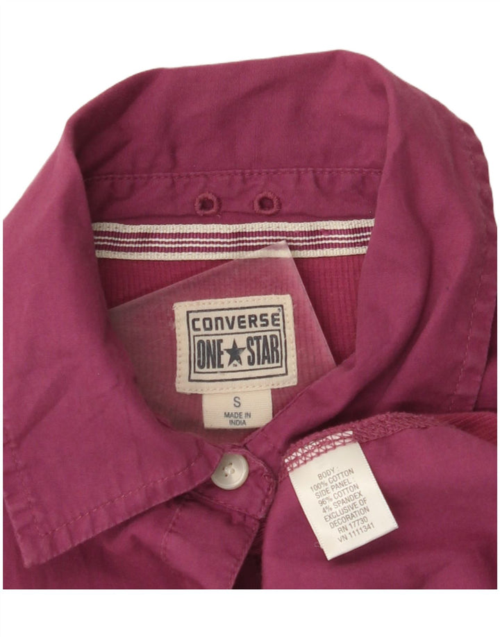 CONVERSE Damen One Star Shirt UK 10 Small Pink Colourblock Baumwolle