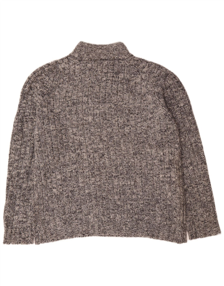 Marks & Spencer Herren-Pullover mit Reißverschluss am Hals, große grau gesprenkelte Wolle
