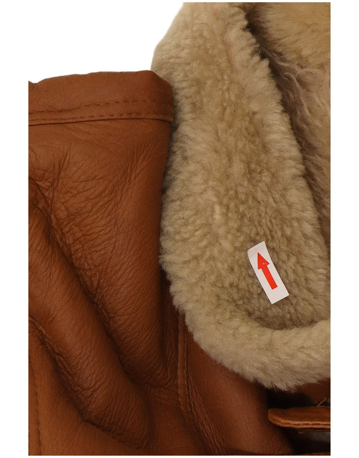 Vinci Herren Shearling Jacke UK 40 Großes braunes Leder