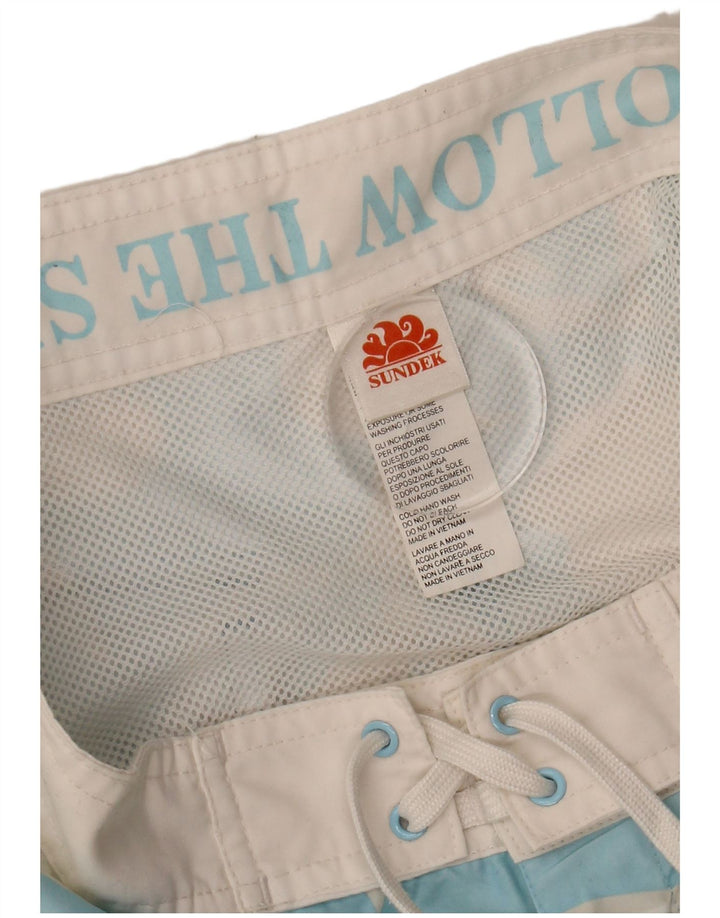 SUNDEK Mens Swimming Shorts Medium Blue Floral Polyester