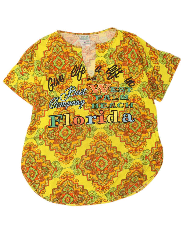 Best Company Damen California Graphic T-Shirt Top UK 18 XL Gelb Ikat