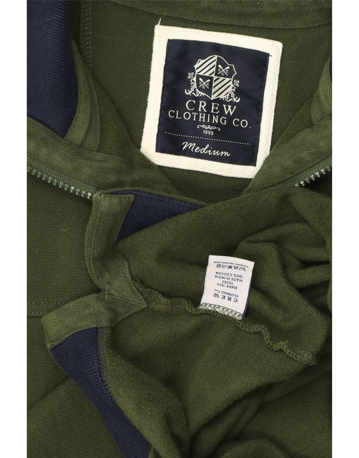 Crew Clothing Herren-Sweatshirt mit Reißverschluss am Hals, mittelgrüne Baumwolle