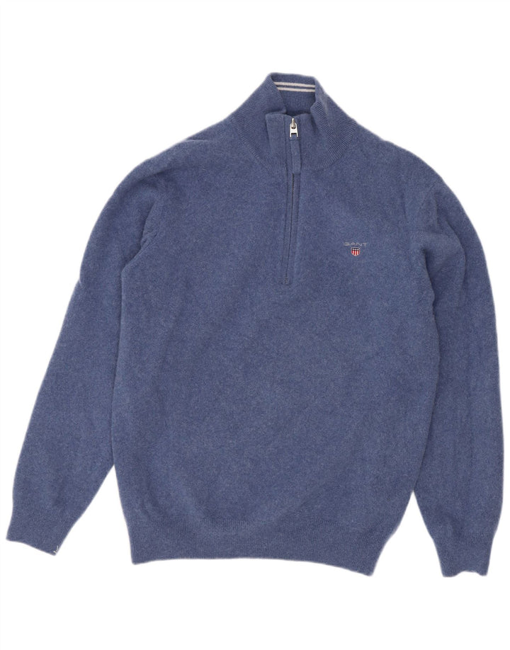 Gant Jungen-Pullover mit Reißverschluss am Hals, 15–16 Jahre, große marineblaue Wolle