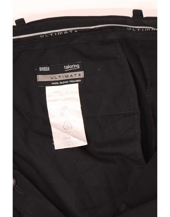 Marks & Spencer Herren-Anzughose, normal, W38, L33, Schwarz, Polyester
