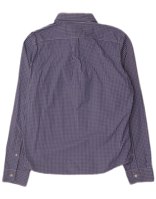 Abercrombie & Fitch Herren-Muscle-Bomberjacke XL aus blauer Gingham-Baumwolle