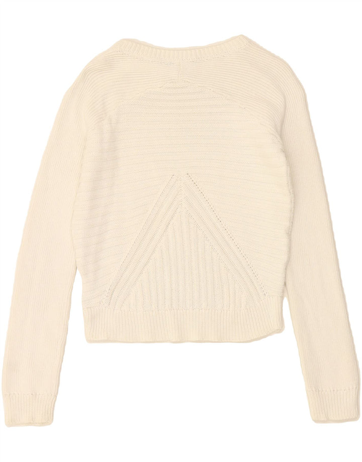 ZARA Womens Boat Neck Jumper Sweater UK 12 Medium White Cotton Vintage Zara and Second-Hand Zara from Messina Hembry 