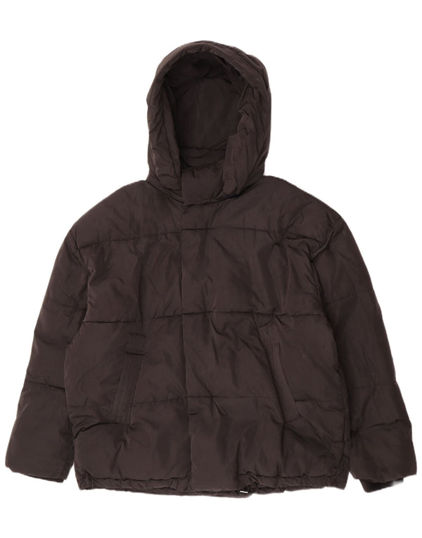 Zara Damen-Jacke mit Kapuze, gepolstert, UK 42, XL, Schwarz, Polyester