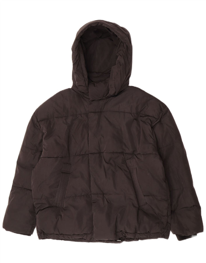 Zara Damen-Jacke mit Kapuze, gepolstert, UK 42, XL, Schwarz, Polyester
