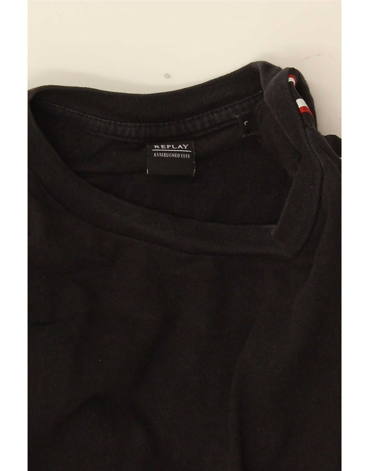 Replay Herren-T-Shirt mit Grafik, groß, Schwarz, Farbblock