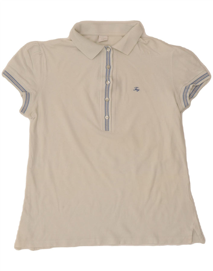 FAY Womens Polo Shirt UK 12 Medium White Vintage Fay and Second-Hand Fay from Messina Hembry 