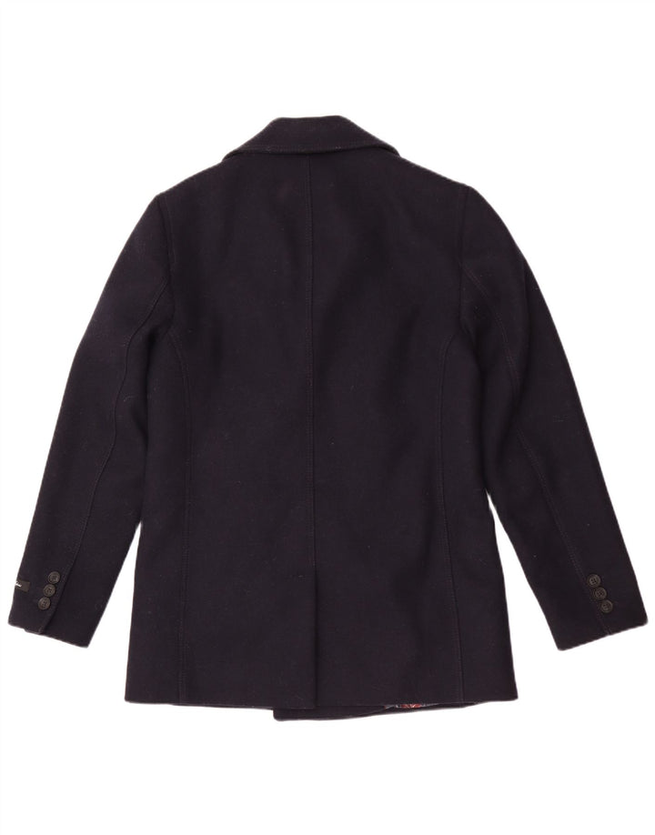 Ted Baker Herren Pea Coat Größe 2 Small Marineblaue Wolle