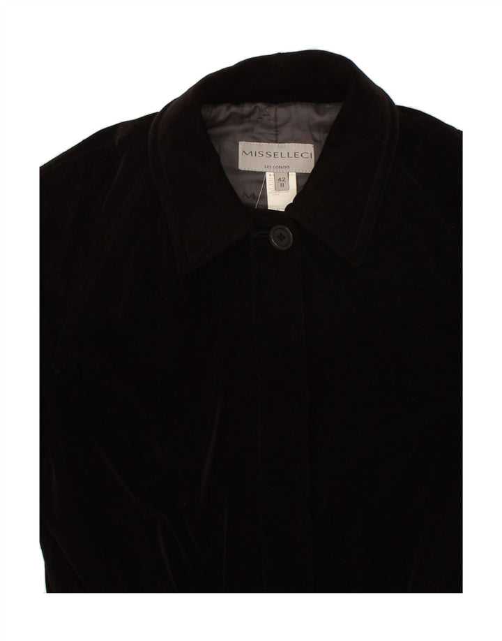 LES COPAINS Womens Overcoat IT 42 Medium Black Polyester Vintage Les Copains and Second-Hand Les Copains from Messina Hembry 