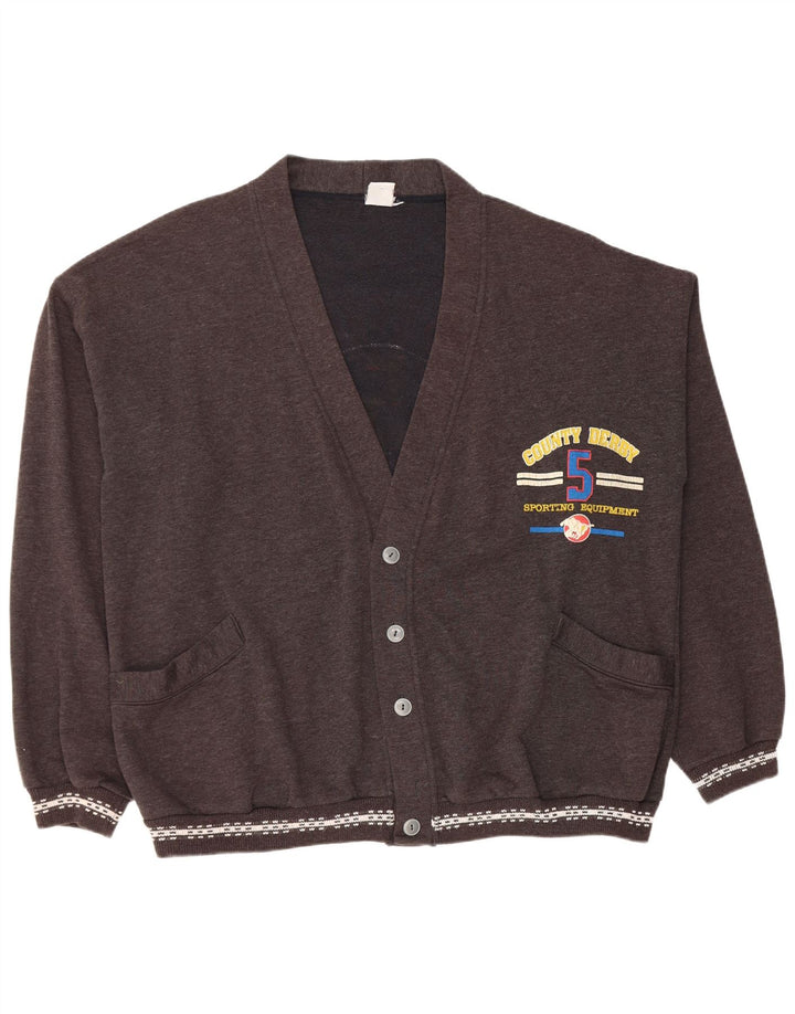 VINTAGE Herren-Cardigan mit Grafik, Größe 2XL, Grau